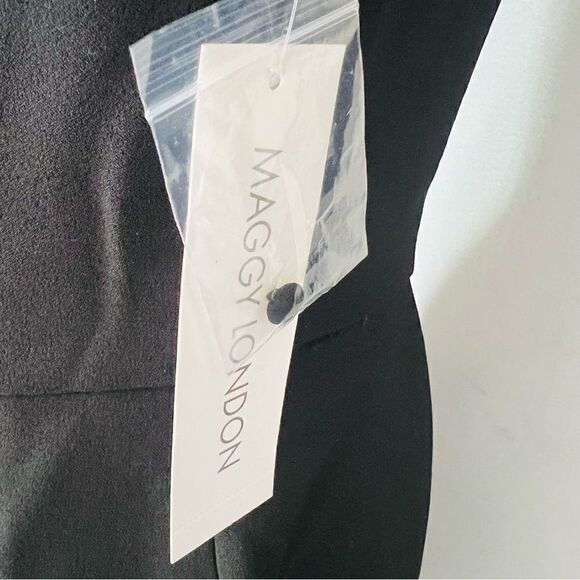 Maggy London Black Stretch Crepe Gold Lace Illusion Dress, Black, Size 8, NWT - Picture 10 of 17